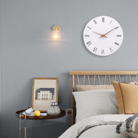 1 x RAW Customer Returns ACCSHINE MDF Wooden Wall Clock Without Ticking Noise Silent Modern 30cm Quartz Large Battery Operated Wall Clock Easy to Read for Room Home Kitchen Bedroom Office School White Roman Numerals  - RRP €23.99