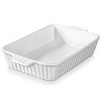 1 x RAW Customer Returns MALACASA, Bake.Bake series, large casserole dish 37.5 cm with 3 liters for 4-6 people, ceramic casserole dishes for lasagne, tiramisu, casseroles more, square - white - RRP €35.99