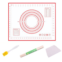 1 x Brand New Amindz Silicone Baking Mat, Baking Mat Large 50 x 40 cm Non-Stick Dough Mat Rolling Mat with Measurement, with Dough Scraper, Non-Stick Rolling Pin and Baking Brush Set of 4  - RRP €20.4