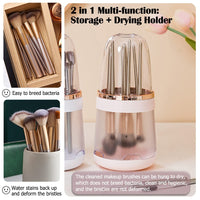 1 x RAW Customer Returns Tohoee 3 in 1 Makeup Brush Holder Cosmetic Organizer Removable Multifunctional Brushes Cleaning Drying for Makeup Storage Box Display Cabinets for Countertop Vanity - RRP €16.81