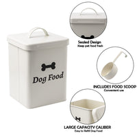 1 x RAW Customer Returns MSYU 2 Pack Airtight Box for Dog Food, Stainless Steel Dog Food Storage Container with Shovel, White Dog Food Box Set for Storing Dry Food Cookies Treats - RRP €22.93