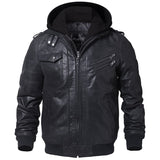 1 x RAW Customer Returns FLAVOR Genuine Leather Jacket Men Removable Hoodie XL, Black  - RRP €169.99