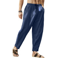 1 x RAW Customer Returns Cooleep Men s Summer Linen Pants Casual Lightweight Stretch Yoga Beach Trousers Dark Blue XXL - RRP €26.53