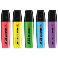 1 x RAW Customer Returns STABILO BOSS ORIGINAL Highlighter Pack of 5 Red Yellow Light Blue Lavender - RRP €12.19