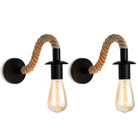 1 x RAW Customer Returns LZGS Go Swing Bands 2 Pcs Vintage Hemp Rope Wall Lamp Industrial Applique Ideal for Loft Corridor or Bedroom E27 Chandelier 110 220V - RRP €29.5