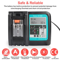 1 x RAW Customer Returns Powarobor DC18RC 14.4V-18V Quick Charger Compatible with Makita Li-ion Battery BL1830 1850 L1850 BL1860B BL1830B BL1430 BL1450 3A Charger With LCD Display DC18RA - RRP €28.51