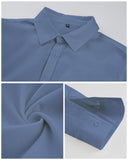 1 x Brand New HMIYA Men s Cotton Linen Shirt Long Sleeve Button Down Regular Fit Stand Collar Shirt, Blue, L - RRP €29.99