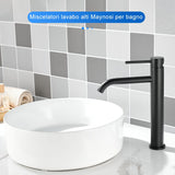 1 x RAW Customer Returns Maynosi Bathroom Tall Basin Mixer Tap, Tall Basin Faucet, Countertop Sink Faucet, Modern Monobloc Faucet with Hoses, Black - RRP €51.42