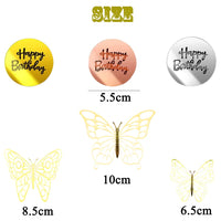 1 x Brand New WIDEBG Butterfly Cake Decoration Gold Cake Decoration Happy Birthday Cake Decoration Birthday Cupcake Topper Butterfly 3D Cake Topper Wedding Cake Decoration Anniversary Birthday Party Baby Shower - RRP €24.0