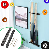 1 x RAW Customer Returns BUENTYA Billiard Wall Mount Wall Cue Holder Wooden Billiard Cue Holder Wall Mounted Pool Cue Wall Mounted Rack 40cm 4.8cm 3.3cm with 6 Clamps for 6 Cues Billiard Accessories Black  - RRP €15.99