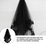 2 x Brand New FRCOLOR Halloween Black Veil Lace Bridal Bride Mesh Lace Lace Wedding Veil Photography Props Hair Accessories Cosplay Dress for Costume Party Cosplay Ball Black  - RRP €49.98