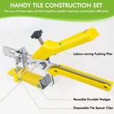 1 x RAW Customer Returns Tile Levelers Tile Leveling System 400 2mm Clips 100 Wedges 1 Pliers, for Tiles with a Thickness of 3 to 12mm 2MM  - RRP €26.77