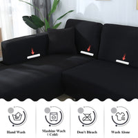 1 x RAW Customer Returns Jaotto Sofa Cover with Stretch Left Right Peninsula, Universal Corner Sofa Cover, Anti-Scratch Sofa Cover Cat Chaise Longue Sofa Cover L-Shaped 3 Seater 3 Seater, Black  - RRP €51.99