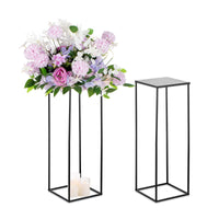 1 x RAW Customer Returns Sziqiqi 80cm Metal Black Vases with Plate Wedding Table Decoration - 2 Pieces Tall Vase Flower Column Stand for Flower Arrangements, Large Rectangular Flower Vases for Road Leads T-Stage - RRP €61.95