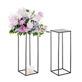 1 x RAW Customer Returns Sziqiqi 80cm Metal Black Vases with Plate Wedding Table Decoration - 2 Pieces Tall Vase Flower Column Stand for Flower Arrangements, Large Rectangular Flower Vases for Road Leads T-Stage - RRP €61.95