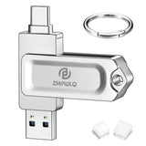 1 x RAW Customer Returns USB Stick for iPhone 15 Flash Drive 128GB Memory Stick External Photo Stick USB 3.0 Type C Stick Dual USB Flash Drive Photostick for iPhone 15 Series iPad Android PC Mac Silver, 128GB  - RRP €29.99