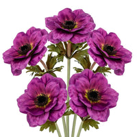 1 x RAW Customer Returns Briful set of 5 artificial anemones artificial flowers like real artificial branches purple spring flowers, length 53 cm, decorative flowers for flower arrangement home resto office decoration - RRP €29.1