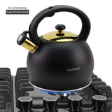 1 x RAW Customer Returns SHANGZHER Whistling Kettle Kettle Induction Stainless Steel Tea Kettle Cool Touch Handle Black Whistling Tea Pots 3 Liter Suit for all Stove Hob - RRP €32.77