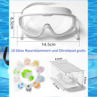 1 x RAW Customer Returns HSTWODE swimming goggles with prescription 180 panoramic swimming goggles, glasses case, swimming cap, 10 sets of nose clip earplugs, adult anti-fog UV protection swimming goggles white, -2.5  - RRP €22.18