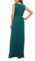 1 x RAW Customer Returns AUSELILY Maxi Dress Women s Summer Sleeveless Green Dresses Long Elegant Deep V-Neck Evening Dress with Pockets Dark Green S - RRP €34.99