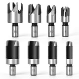 1 x RAW Customer Returns YUET 8 Piece Tenon Drill Set Wood Plug Cutter Drill Set 5 8 1 2 3 8 1 4 Plug Hole Cutter, Wood Plug Bits with Size 6mm 10mm 13mm 16mm - RRP €11.89