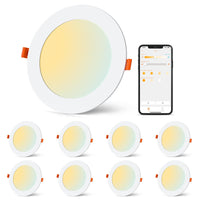 1 x RAW Customer Returns ChangM LED recessed spotlight 230V Smart LED spot ceiling light Alexa Bluetooth 12W IP44 4 inch recessed lights ceiling spots ceiling spotlights, warm white neutral white cold white recessed spots, set of 8 - RRP €46.38