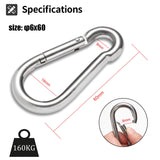 1 x RAW Customer Returns Carabiner alloyed steel, key ring snap hook 60mm x 6mm loadable up to 160 kg climbing hook galvanized 10 pieces  - RRP €9.06