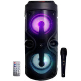 1 x RAW Customer Returns Bluetooth Speaker Portable Speaker with Karaoke Mode and Microphone, FM Radio and USB and SD Reader, Disco LED Lights, Wireless Speaker - RRP €50.53