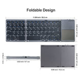 1 x RAW Customer Returns AURTEC Foldable Bluetooth Keyboard with Touchpad Wireless Touch Keyboard, Rechargeable Portable Mini Keyboard for PC, Tablet, Android, Smartphone Dark Gray - RRP €38.29