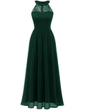 1 x RAW Customer Returns Wedtrend women s lace dress bridesmaid dress long chiffon evening dress party cocktail dress halter neck summer dress dark green WT0201 DarkGreen XL - RRP €69.99