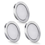 1 x RAW Customer Returns Set of 3 LED Recessed Furniture Spotlights, 230V, 3.5W, IP44 G4, 15mm Ultra Flat LED Recessed Spotlights, 3000K, Warm White, for Kitchen Hood, Bathroom, Recessed Spotlight Brushed Nickel  - RRP €22.99