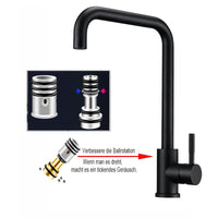 1 x RAW Customer Returns Kitchen faucet mixer tap, stainless steel black, kitchen faucet 360 rotatable, sink faucet, aerator, single lever mixer tap with flexible connection hoses B  - RRP €22.18