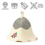 1 x RAW Customer Returns Natural Textile Sauna Hat Sauna Flower White - 100 organic wool felt hats - Protect your head from heat - English sauna e-book manual included - with embroidery - RRP €32.87