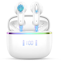 2 x RAW Customer Returns Bluetooth headphones, headphones wireless Bluetooth 5.3 in-ear headphones with 4 ENC Mic, wireless headphones 14.2 mm driver stereo, wireless earbuds 40 hours, IP7 waterproof earphones, LED display USB-C - RRP €60.48