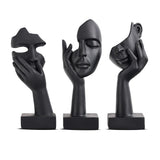 1 x RAW Customer Returns oliruim Black Home Decor, Woman Face Statue, Collectible Statue for Modern Home, Living Room, Bookshelf, Black Desk Decoration, 3 Piece Set 3 Piece Black  - RRP €25.45