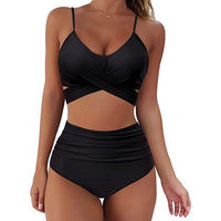 1 x RAW Customer Returns Jarseila Women s Bikini Set Sexy Two Piece Swimsuit Bikini Top High Waist Bikini Bottoms Elegant Push Up Swimwear Black XL - RRP €35.99