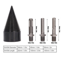 1 x RAW Customer Returns Wood Splitting Drill Bit, 4 Piece 64mm Wood Splitting Drill Bit Set, Drilling Screw, Cone Driver, Firewood Drill Bit, Cone Wood Splitting Drill Bit, Heavy Carbon Steel, Electric 50mm 1.97in  - RRP €28.18