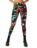 1 x RAW Customer Returns sissycos women s 80s artistic crossover leggings, colorful splatter print, soft, long, regular and plus size Neon Burst Splash, M  - RRP €19.14