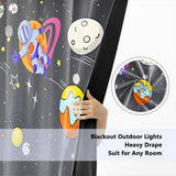 1 x Brand New YONGFOTO 168x229cm Space Curtain, Cartoon Stars Meteor Planets Cool Spaceman Window Drapes for Kids Room Orphanage Kindergarten 2 Panels Blackout Curtain - RRP €20.4