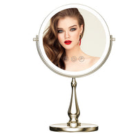 1 x RAW Customer Returns WIZCHARK 9 Vanity Mirror with Lights, 1x 10x Magnification, Makeup Mirror with Lights, 3 Colors, Brightness Adjustable, 360 Rotatable, Desk Mirror Brush, Nickel - RRP €50.41