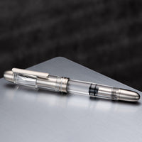 1 x RAW Customer Returns Asvine P36 Titanium Fountain Pen, Piston Filling, Extra Fine Nib, Clear Transparent Acrylic Pen, Smooth Writing, Pen Case Set - RRP €43.99