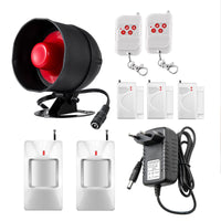 1 x RAW Customer Returns Alarm system security 9 piece set with 115 dB siren, motion sensor, door window sensor and remote control, for warehouse, shops, house - RRP €45.95