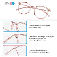 1 x RAW Customer Returns Firmoo blue light filter glasses without prescription for women men, anti blue light UV protective glasses, TR full-rim glasses against eye strain, anti-reflective nerd glasses pink clear  - RRP €31.25