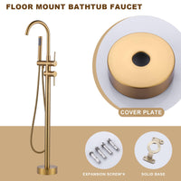 1 x RAW Customer Returns ARCORA freestanding bath faucet, bathtub faucet made of copper stainless steel 360 swivel bathroom faucet floor mounting with hand shower for tub, freestanding bathtub, gold - RRP €201.34