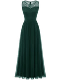 1 x RAW Customer Returns Dressystar 0046 Evening Dress Basic Chiffon Lace Sleeveless Bridesmaid Dresses Floor-Length Green L - RRP €56.14