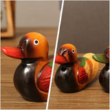 1 x Brand New LIFKOME Wooden Mandarin Duck Statue Mini Couple Duck Figurines Decor Carved Love Bird Sculpture Korean Traditional Lucky Ducks Wedding Gift - RRP €26.99