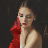 11 x Brand New Giyiprpi Long Satin Finger Gloves for Women, 21 Elbow Length Opera Bridal Dance Gloves, 1920s Flapper Evening Opera Party Gloves Adults Stretchy Breathable Red  - RRP €303.6