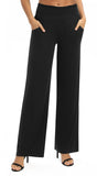 1 x RAW Customer Returns EXCHIC Women s Solid Color Loose Straight Cut Palazzo Pants High Waist Stretchy Lounge Pants with Pockets M, Black  - RRP €27.98