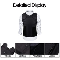 1 x RAW Customer Returns HEPUBAR stab-proof vest, stab-proof protective vest for men, slim fit, V-neck, sleeveless, with 4 buttons, for police, security protection stab-proof vest  - RRP €89.53