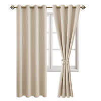 1 x RAW Customer Returns JIUZHEN Opaque Curtains Eyelet Curtains for Bedroom Living Room, Beige Blackout Curtain, 2 Pieces, 260 x 140 cm H x W  - RRP €44.99